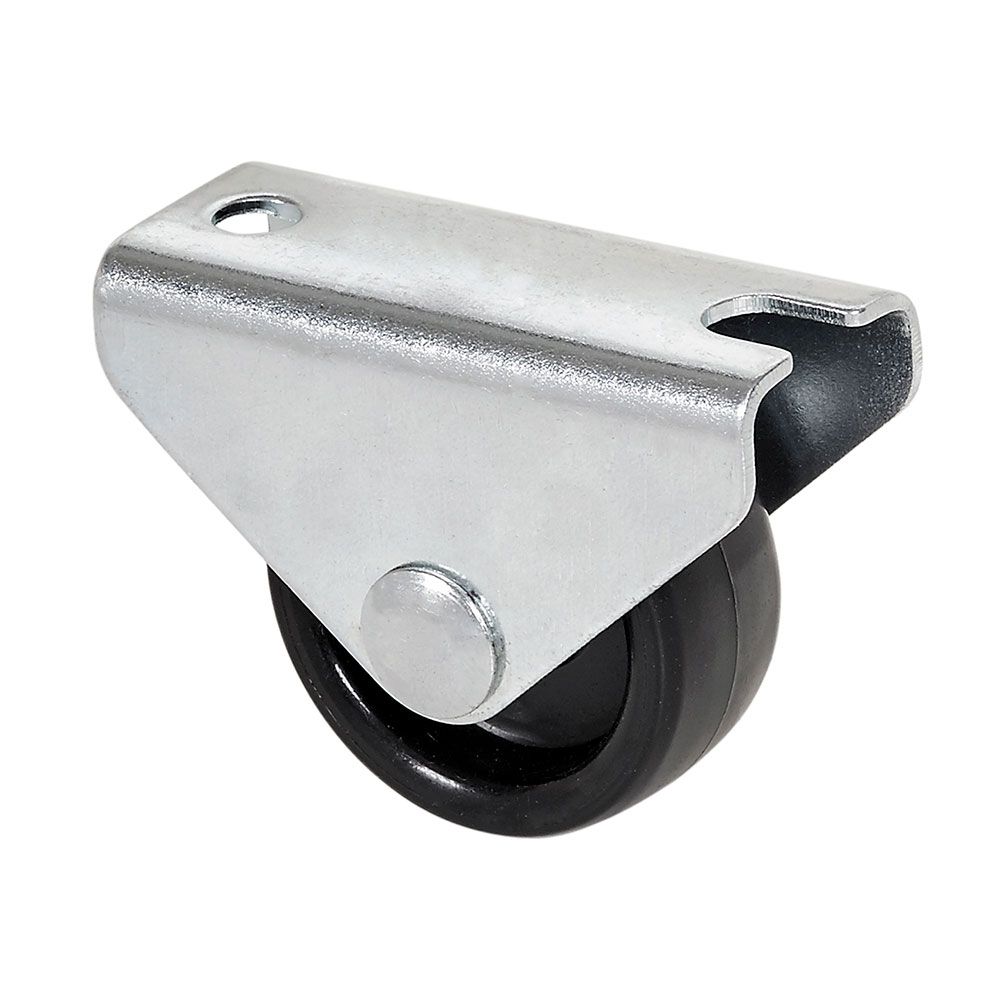 Roda fixa com placa e eixo liso com duas fixações, COR preto, carga máx. 40 kg, ø 2,5 cm