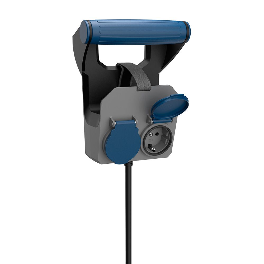 Base múltipla de parede expert com 2 bases e tampa IP44 H05RR-F 4 g 1,5 mm² 16 a 230 v~ 10 m preta/cinza/azul - Image 2