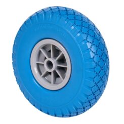 Roda azul à prova de furos RIFN260-20-75 eixo liso com núcleo de poliamix cinza, carga máxima 80 kg