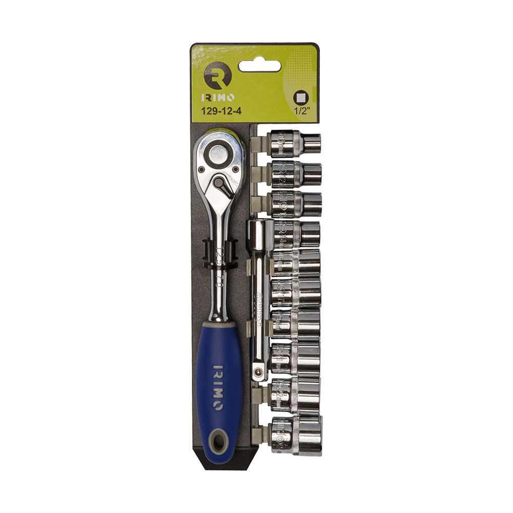Chave de catraca de ½ polegada, 10 soquetes 10 - 24 mm, extensão de 125 mm, conjunto de 12 peças
