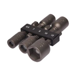 Soquetes magnéticos hexagonais 5,5-13 mm ¼ POL, jogo 5 peças
