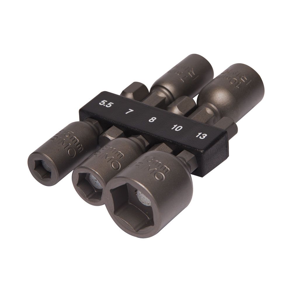 Soquetes magnéticos hexagonais 5,5-13 mm ¼ POL, jogo 5 peças