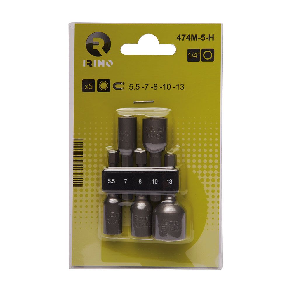 Soquetes magnéticos hexagonais 5,5-13 mm ¼ POL, jogo 5 peças - Image 2