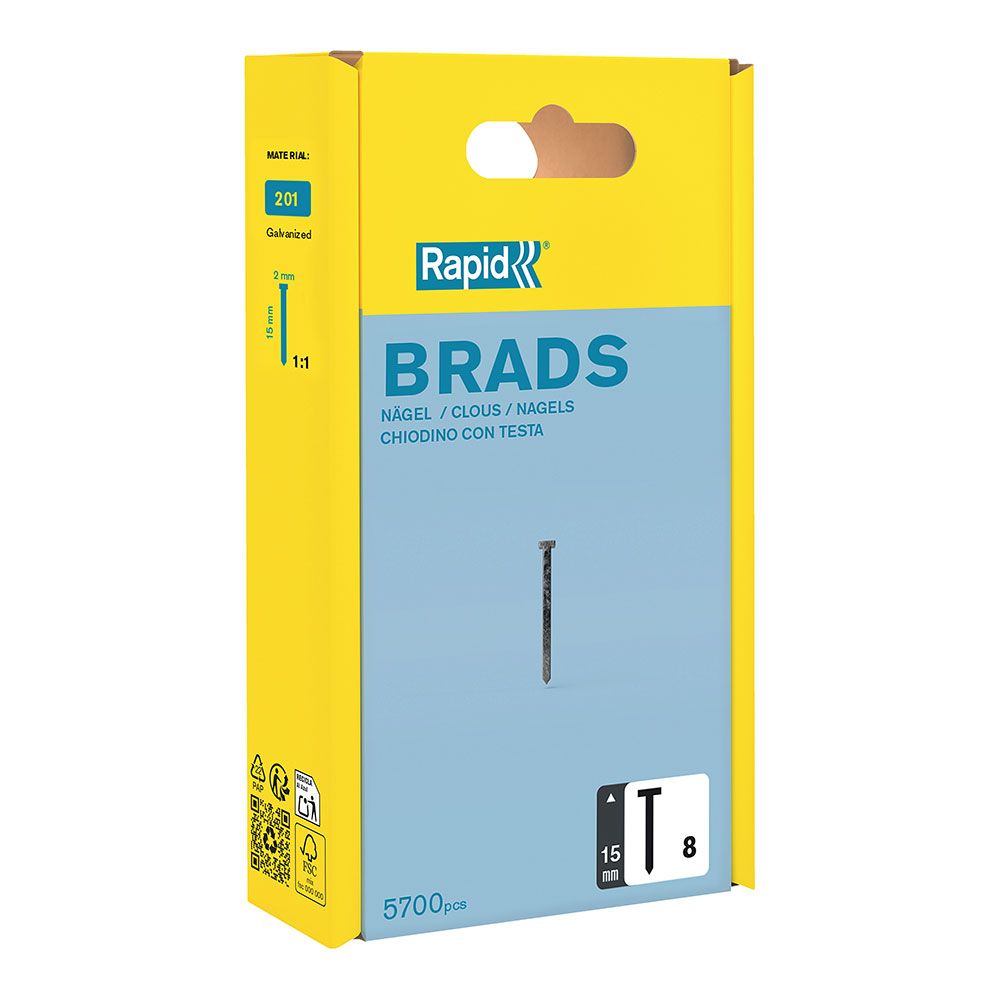 Pregos brad 0,8 / 15 mm galvanizados, 5700 un