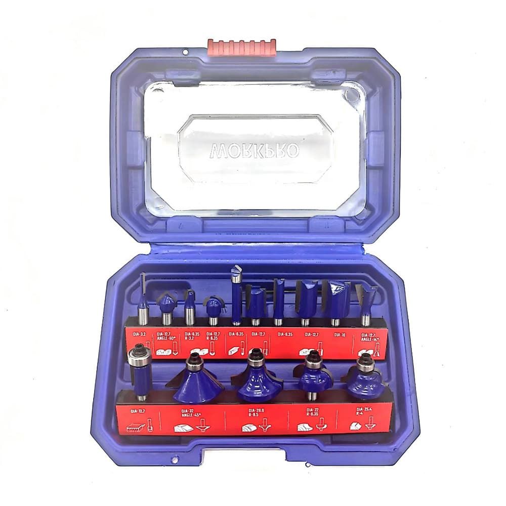 Fresa para madeira 6,35 mm, conjunto 15 peças