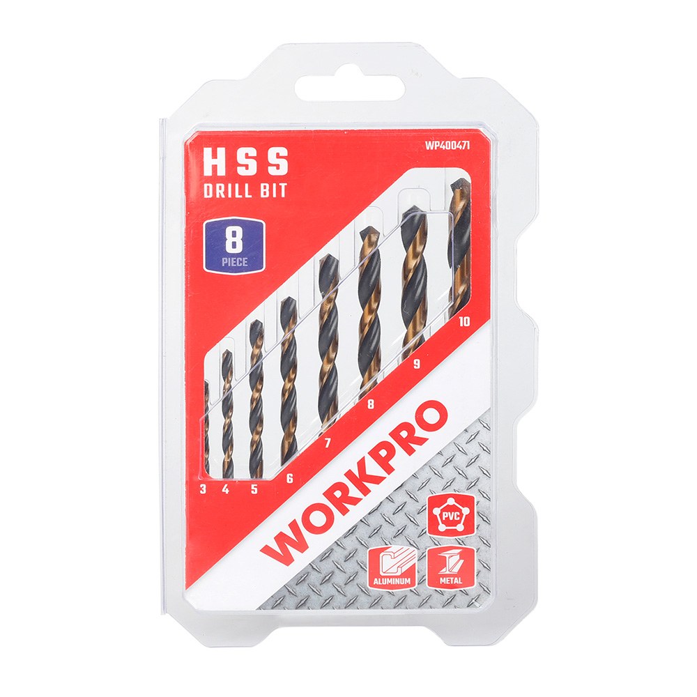 Broca HSS4241 para chapa de metal, conjunto de 8 peças, Ø3,00 - Ø10,00 mm