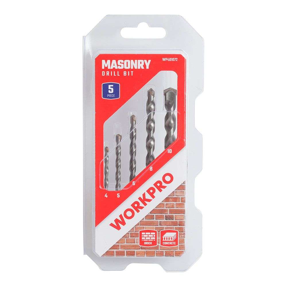 Brocas para alvenaria, Ø4,00 - Ø10,00 mm, conjunto 5 peças