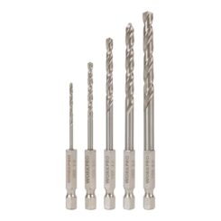 Brocas haste sextavada ¼ POL. para metal, retificadas, Ø2,00 - Ø6,00 mm, conjunto 5 peças
