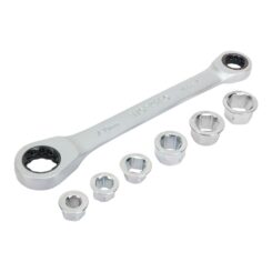 Chave estrela cr-v dupla com roquete, 6 pontas intercambiáveis, 14 x 19 mm, 7 peças