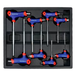 Chaves torx punho em T, T10 - T50, jogo 8 peças, série modular