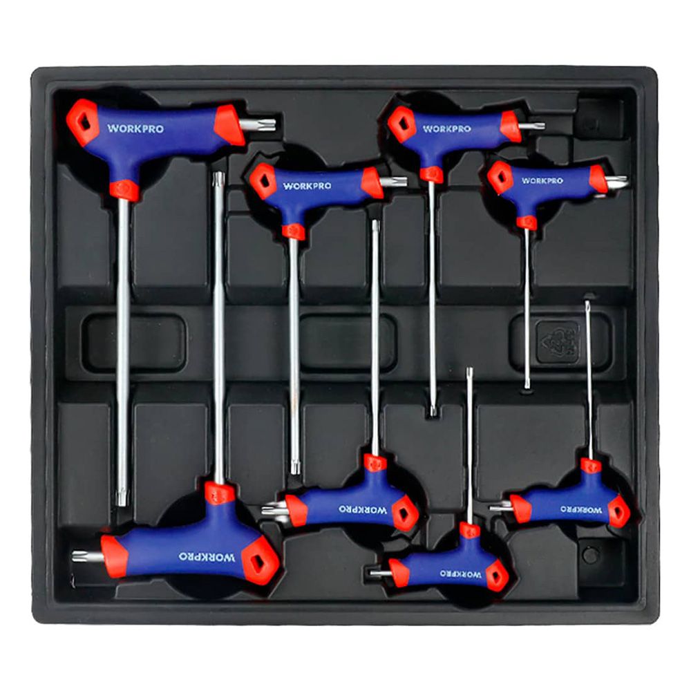 Chaves torx punho em T, T10 - T50, jogo 8 peças, série modular