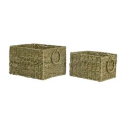Cesto castanho com 2 pegas, conjunto de 2 peças