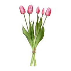 Buquê de tulipas cor-de-rosa em polipropileno, 15 x 15 x 40 cm