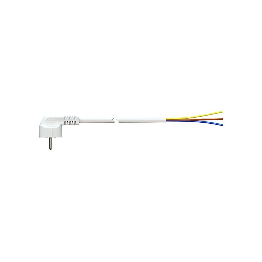 Cabo com ficha tipo F 2m 3x1.5mm 4,8mm 16A 250V T/TL branco. solera 7000/2