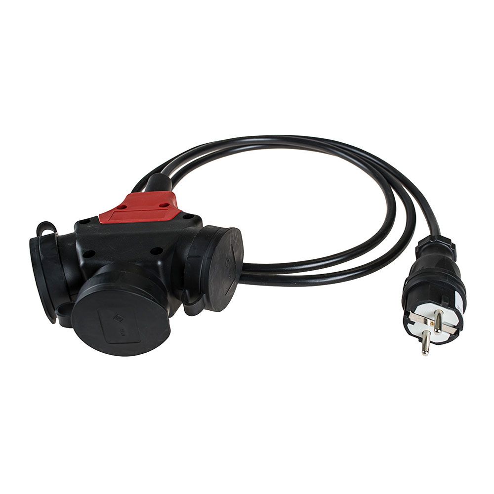 SOLERA Antena tripla de borracha preta com plugue de 4,8mm e cabo t/tl de 2m. bipolar 5586cob solera