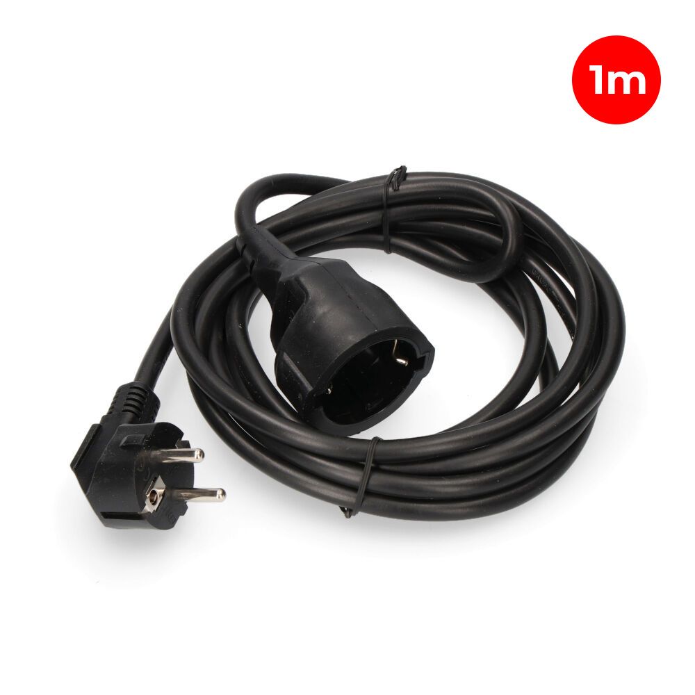 Prolongador com 1 tomada 2P+E, 16A 250V~ 1 m cabo H05VV-F 3G1,5mm² negro
