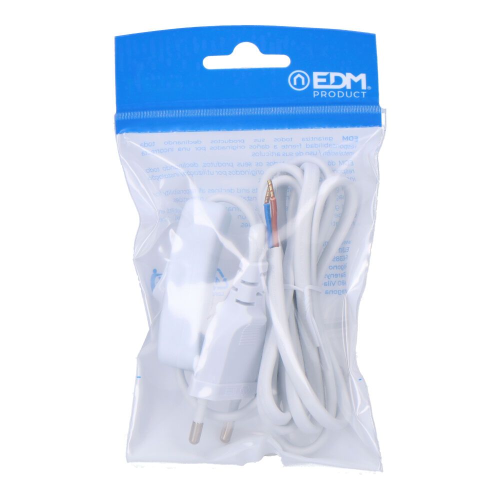 EDM Conexão com interruptor 3a mangueira edm plana branca 1,5m 2x0,75mm - Image 2