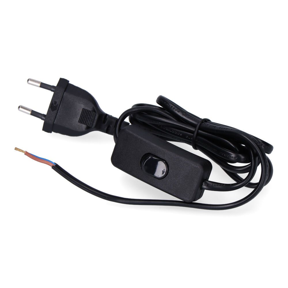 EDM Conexão com interruptor 3a 1,5m mangueira edm plana preta 2x0,75mm