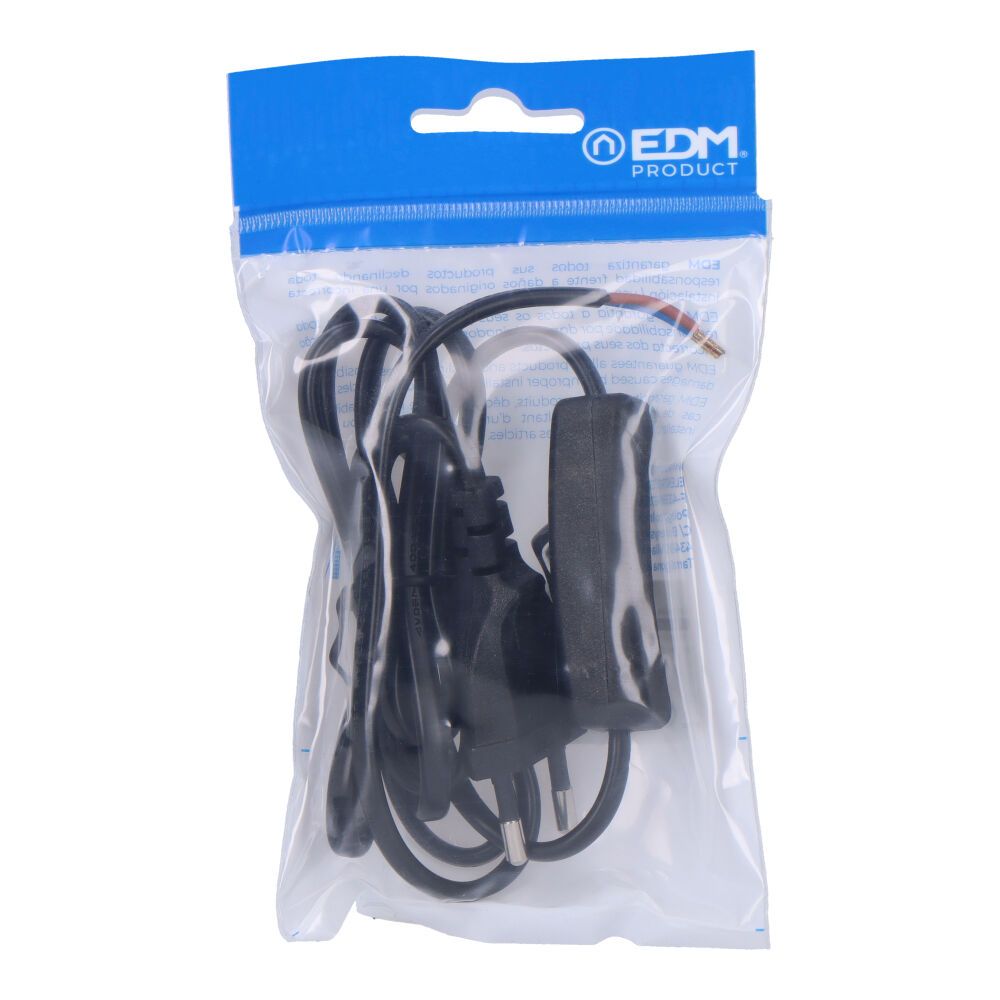 EDM Conexão com interruptor 3a 1,5m mangueira edm plana preta 2x0,75mm - Image 2