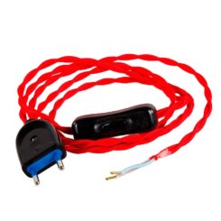 KIT cordão trançado 2m 2 x 0,75 mm 120 + 80cm vermelho