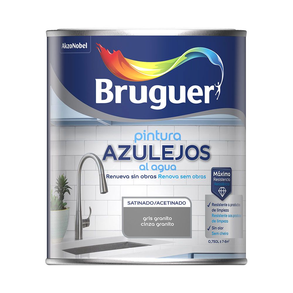Tinta para azulejo de cinza granito acetinada à base de água 750 ml