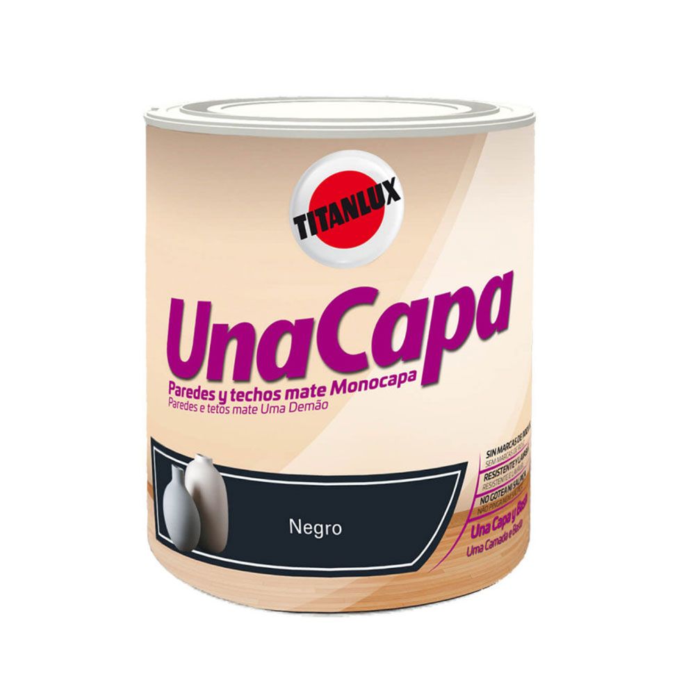 Tinta plástica interior lavável de vinil-acrílico de camada única, pedra preta, 750 ml
