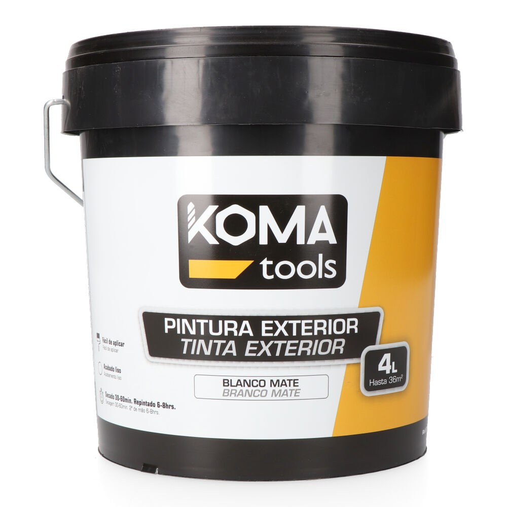 KOMA TOOLS Tinta plástica estireno acrílica interior/exterior branca mate 4 l