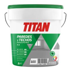 TITAN Tinta plástica estireno acrílica para interior/exterior, antimofo t-3, branco mate, 1 l