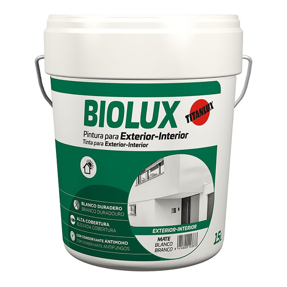 TITAN Tinta plástica acrílica estireno interior/exterior antimofo Biolux branca mate 4 l