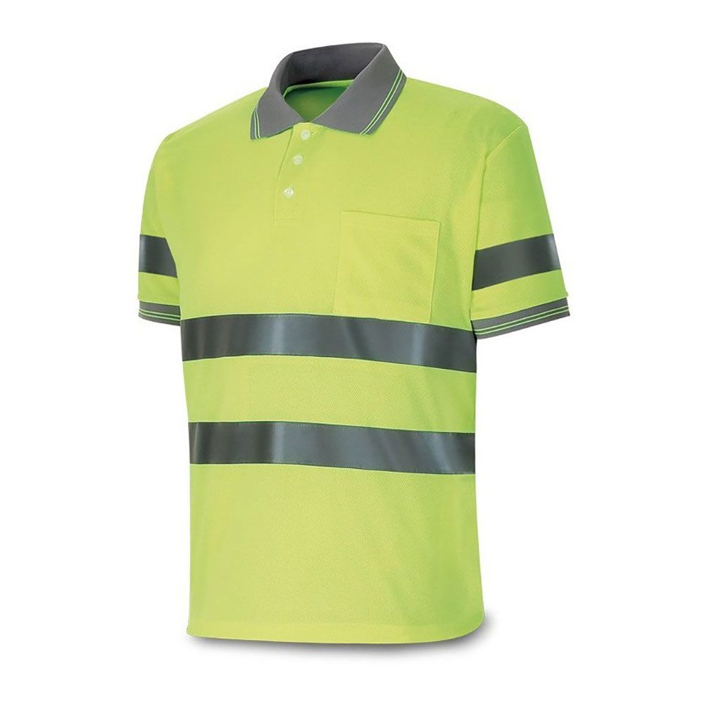 Polo amarelo fluorescente, manga curta alta visibilidade, M