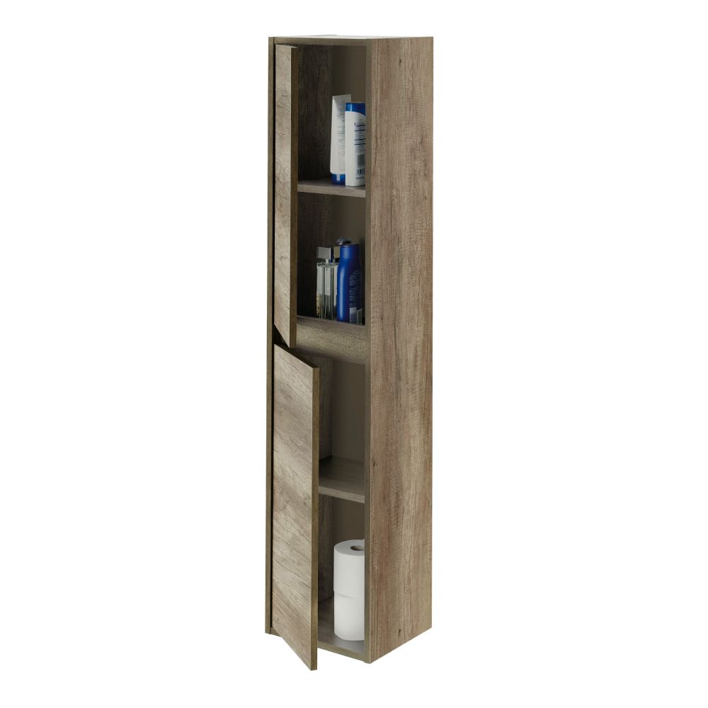 Coluna de casa de banho suspensa, 2 portas, castanho nordik - Image 4