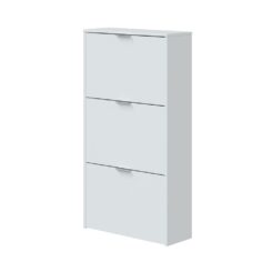 Móveis de sapateira, 3 portas dobráveis, branco brilhante