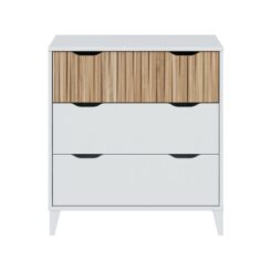 Cómoda com 3 gavetas, COR branco + natural