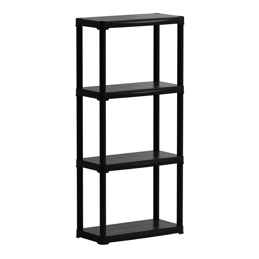 Estante de polipropileno, linha tempo, 4 prateleiras, preta, 60 x 30 x 133 cm