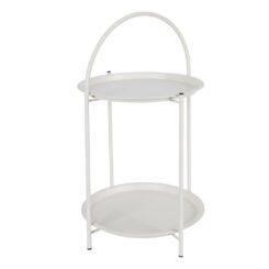 Mesa auxiliar de metal branco Ø40 x 66 cm