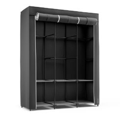 Armário de tecido canvas V130 preto 130 x 45 x 167 cm