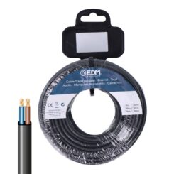 EDM Carretel de mangueira plana 2 x 1,50 mm² preto, 20 m