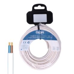 EDM Carretel de mangueira plana h05vvh2-f 2 x 1,00 mm² branco, 15 m