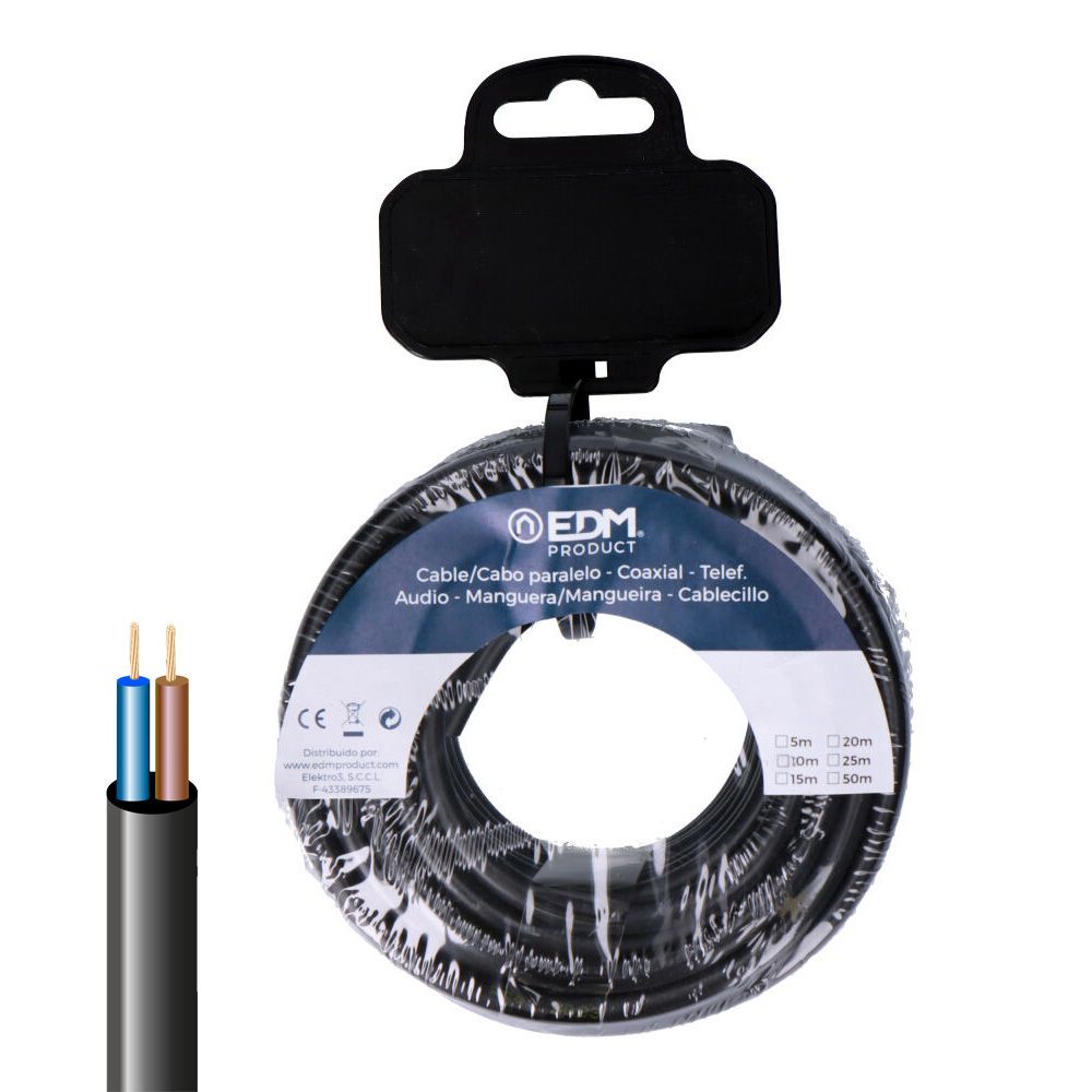 Rolo de cabo elétrico VV-K06/1Kv 2 x 2,50 mm² preto 20m