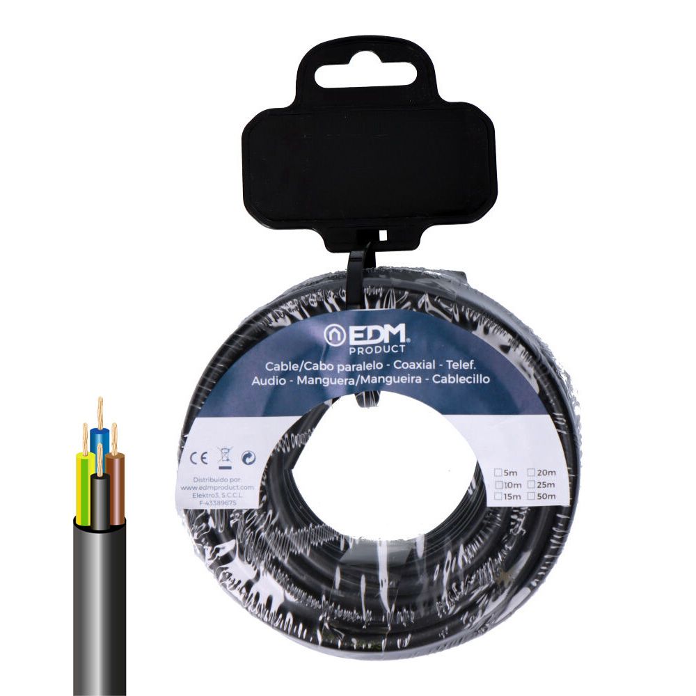 Rolo de cabo elétrico VV-K06/1Kv 4 g 1,50 mm² preto 5m