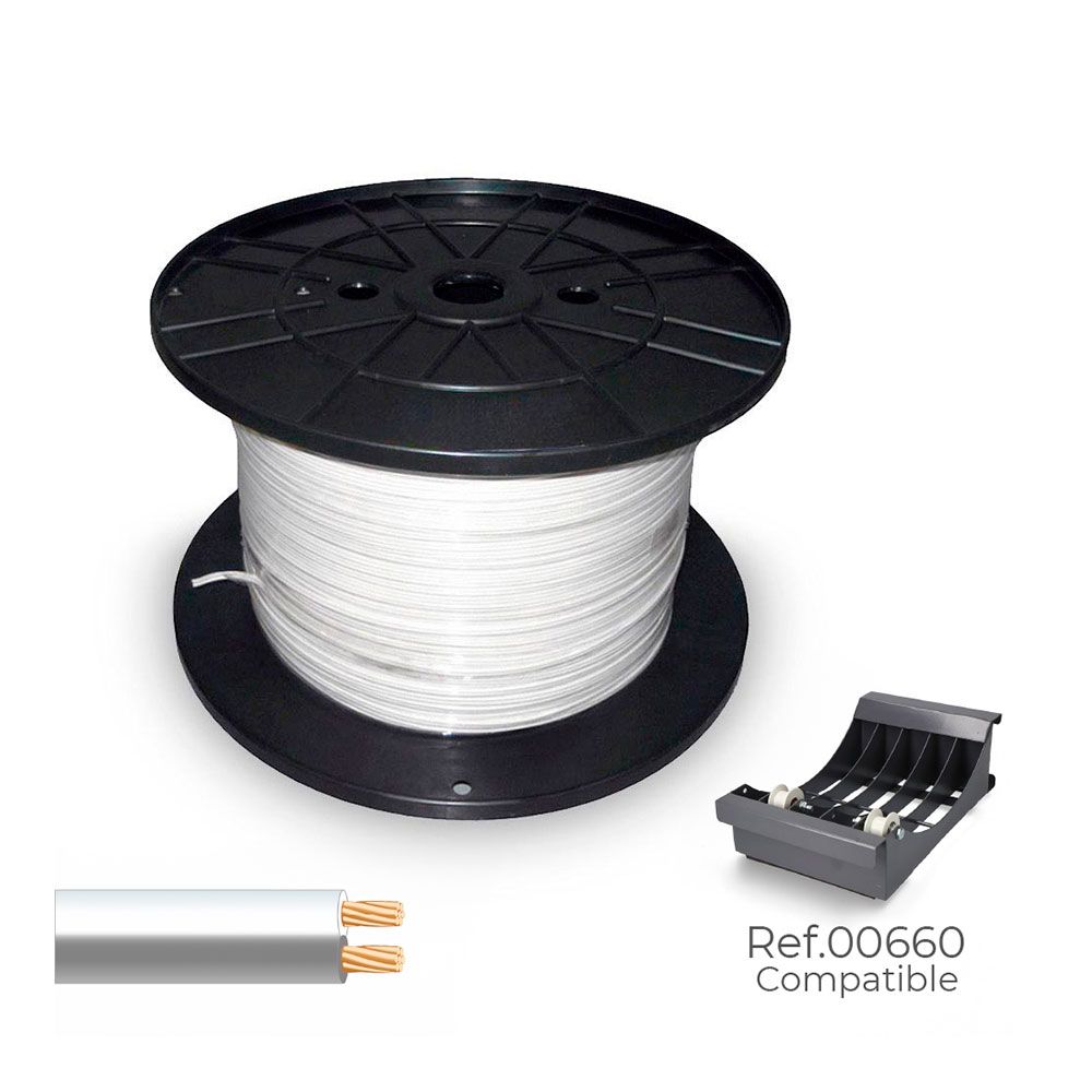 Cabo paralelo 48V 2 x 0,75 mm² branco/cinza, bobina 500 m, (bobina mediana)