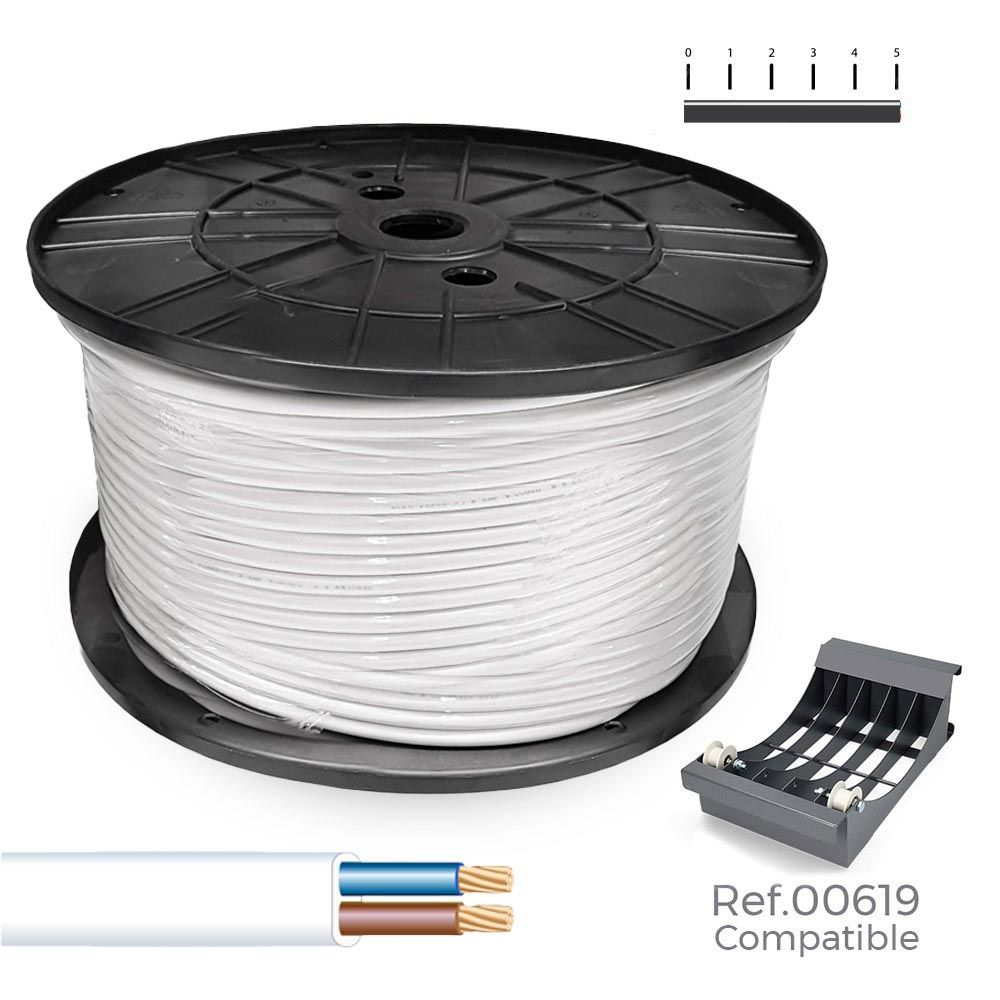 Mangueira plana H03VVH2-F 2 x 0,75 mm² branca, 700 m. (bobine grande)