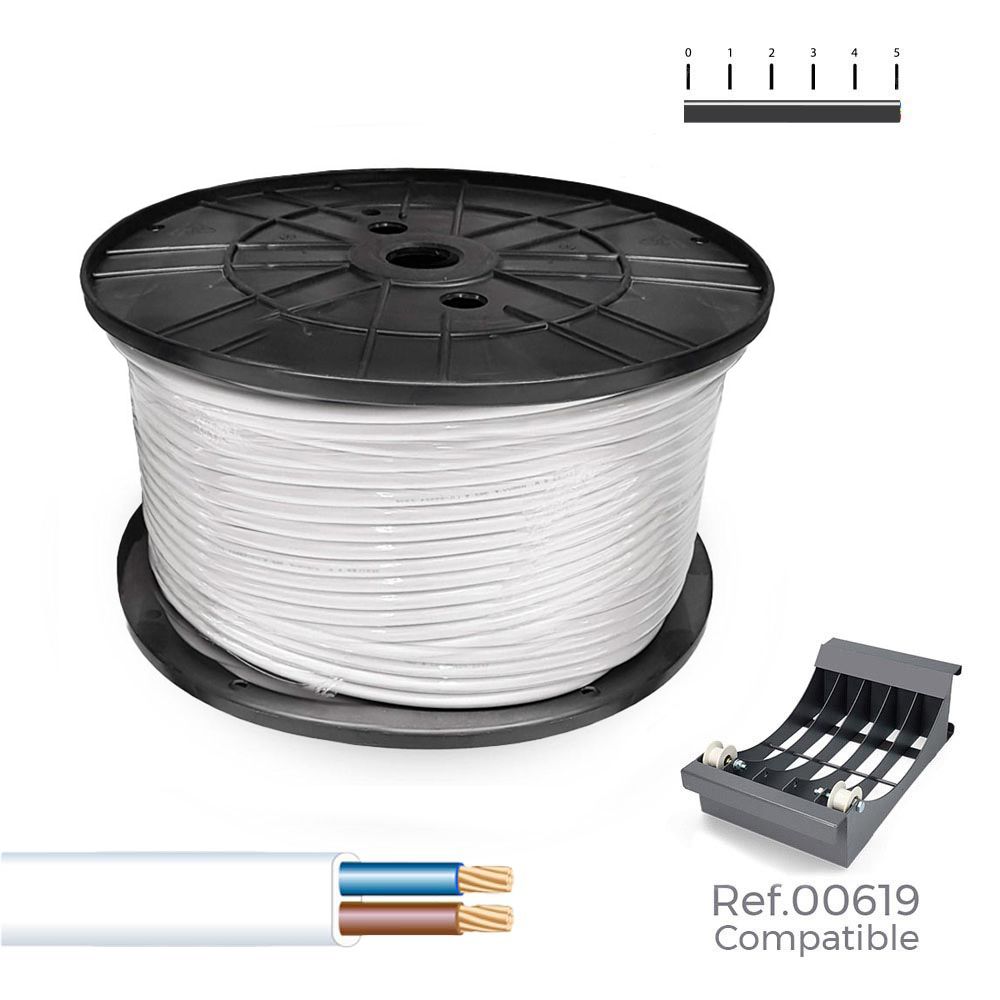 Cabo paralelo H03VVH2-F 2 x 0,75 mm² branco, 400m. (bobine grande)