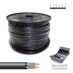 Cabo paralelo H05VVH2-F 2 x 1mm² preto 300m. (bobine grande)