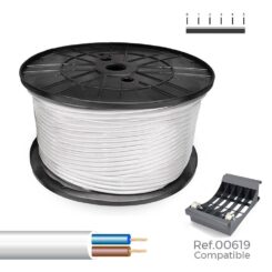 Cabo elétrico H05VV-F 2 x 1,00 mm² branco, 300m. (bobine grande)