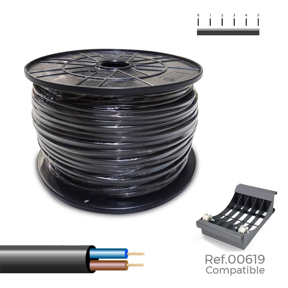 Cabo elétrico H05VV-F 2 x 1,00 mm² preto, 300m. ( bobine grande )