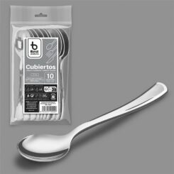 Colher reutilizável de prata, 17 cm, 10 UDS
