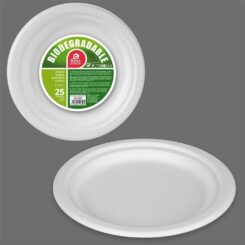 Pratos de sobremesa redondos de papelão branco, Ø17 cm, 25 UDS
