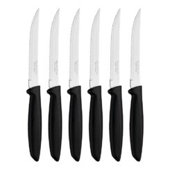 Facas serrilhadas para carne, plenus, preto, 6 unidades