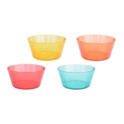 Taça reutilizável de riscas em relevo 800 ml, Ø15 x 7 cm, cores sortidas, 4 UDS